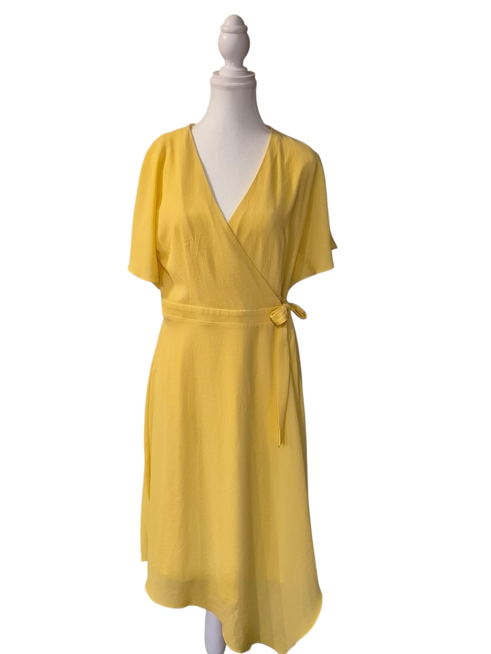 Maggy London Yellow Wrap Midi Dress